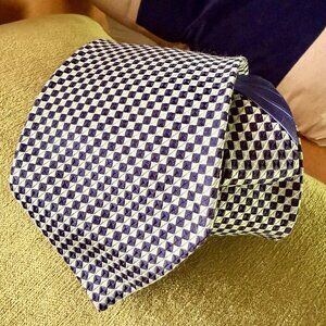 90s Y2K Tommy Hilfiger Tie Checkerboard Geometric Silk Church Dress Dad